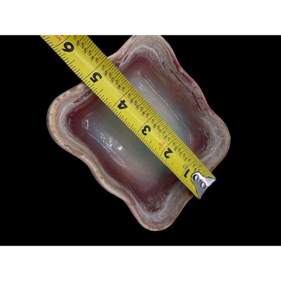 Earthenware Pottery Soap Dish Square USA Made Vintage Pink Green Tan Vintage 5" - Picture 9 of 11